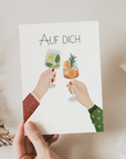 Grußkarte mit Aufschrift ‚Auf Dich‘ – modernes Design von Flori, ideal als Beilage zu einem Blumenstrauß für besondere Anlässe in Österreich.