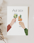 Grußkarte mit Aufschrift ‚Auf Dich‘ – modernes Design von Flori, ideal als Beilage zu einem Blumenstrauß für besondere Anlässe in Österreich.