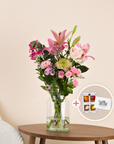 Muttertagsset Blumen mit Schokolade und Karte