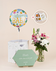 Zur Geburt Geschenkbox mit Blumen & Ballon