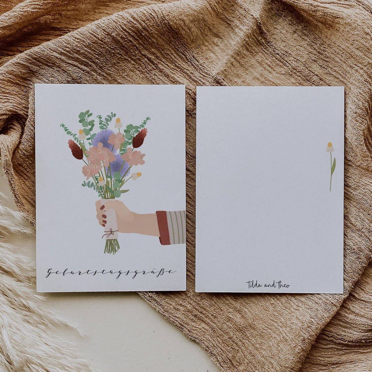 Geburtstagskarte mit floraler Illustration – liebevoll designt von Flori, ideal als Ergänzung zu einem Blumenstrauß zum Geburtstag in Österreich