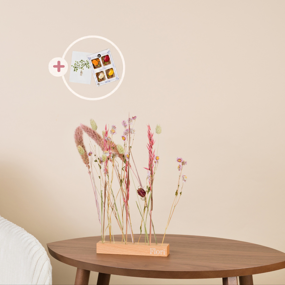 Trockenblumen Set Soft Bloom mit Grußkarte &amp; Schokolade