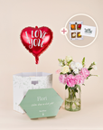 Geschenkbox mit I Love You Ballon & Blumen