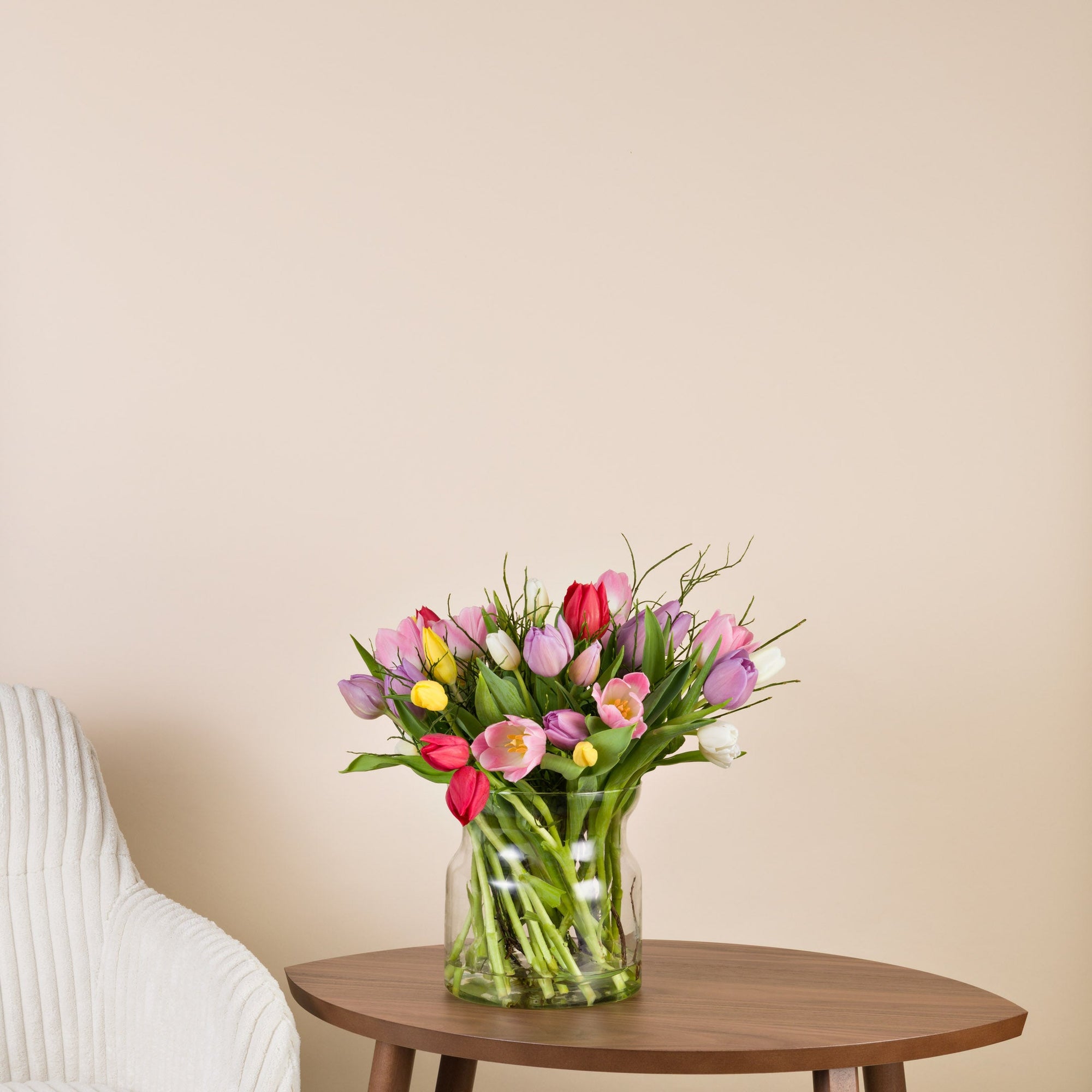 Bunter Tulpenstrauss in Weiss, Gelb, Lila und Rot - grosse Groesse